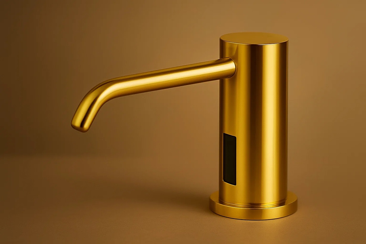 Luxury automatic soap dispenser in commercial restroom