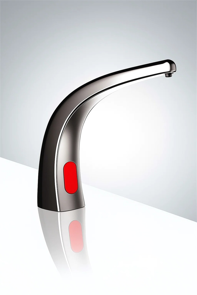 Modern commercial restroom with automatic soap dispensers and touchless fixtures used for hygiene infrastructure research