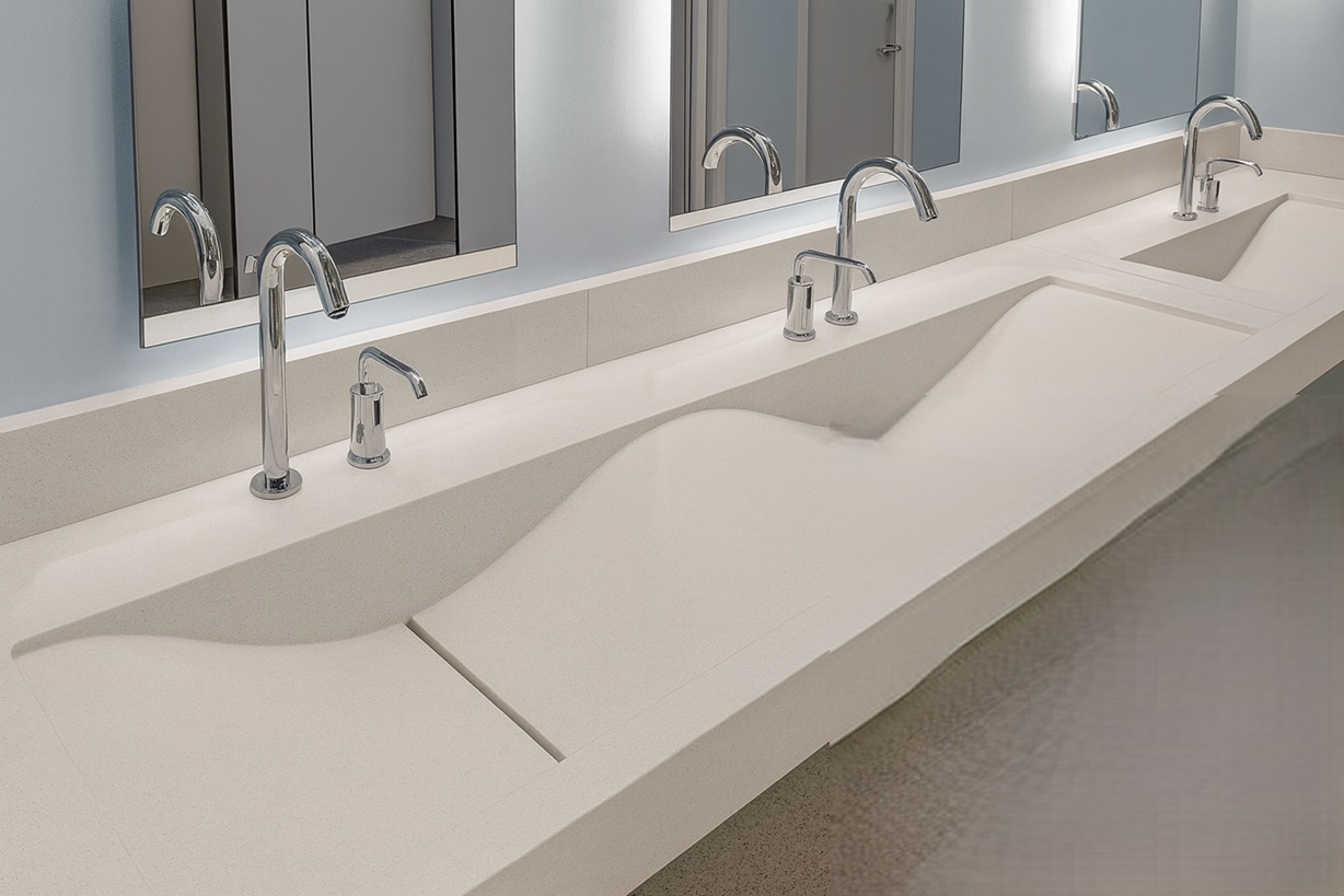 Building management system screen with restroom maintenance alerts