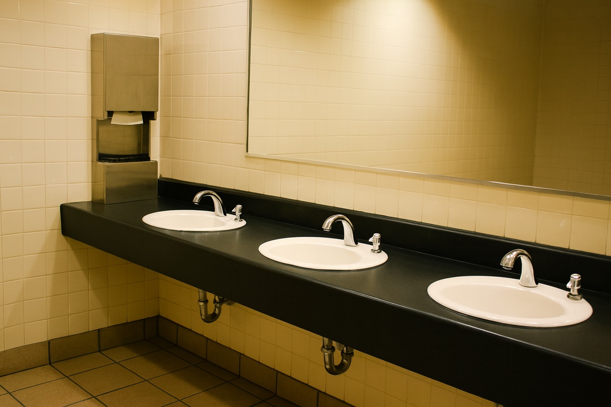 Building management system dashboard showing restroom usage metrics