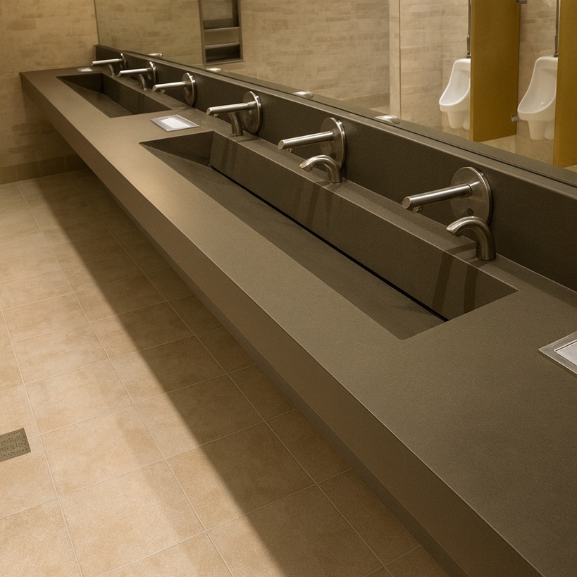 Code-compliant handwashing area in restaurant back-of-house