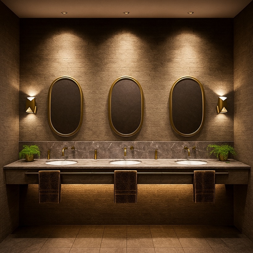 Plan view of workflow-mapped handwash stations in commercial kitchen