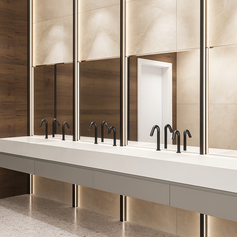 Diagram of hygiene system around automatic soap dispensers