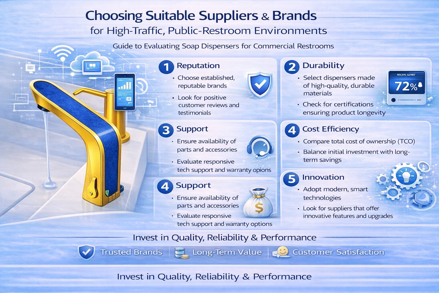 Choosing Suitable Suppliers & Brands for High-Traffic, Public-Restroom Environments