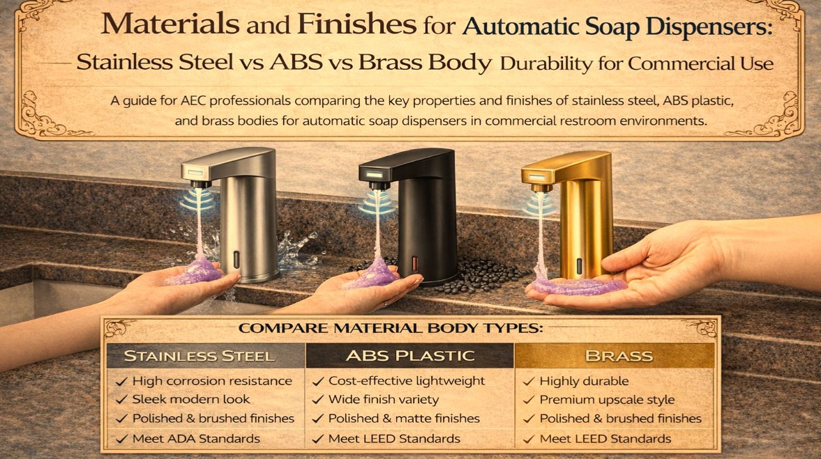 Materials and Finishes for Automatic Soap Dispensers: Stainless Steel vs ABS vs Brass Body Durability for Commercial Use