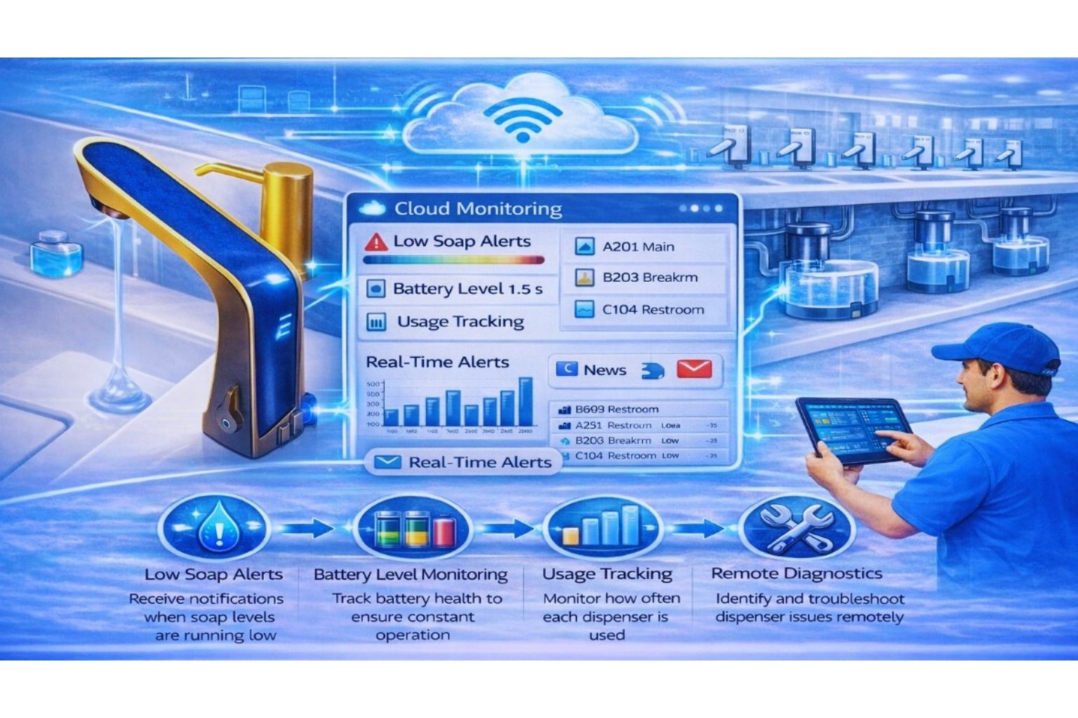 Smart Monitoring: IoT and Remote Diagnostics for Automatic Soap Dispensers