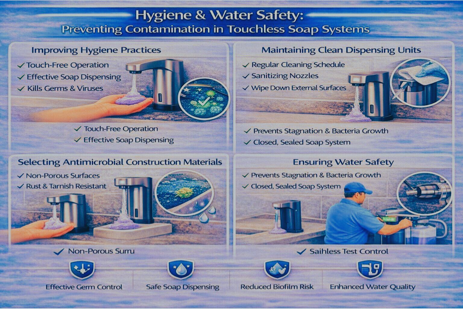 Hygiene & Water Safety: Preventing Contamination in Touchless Soap Systems