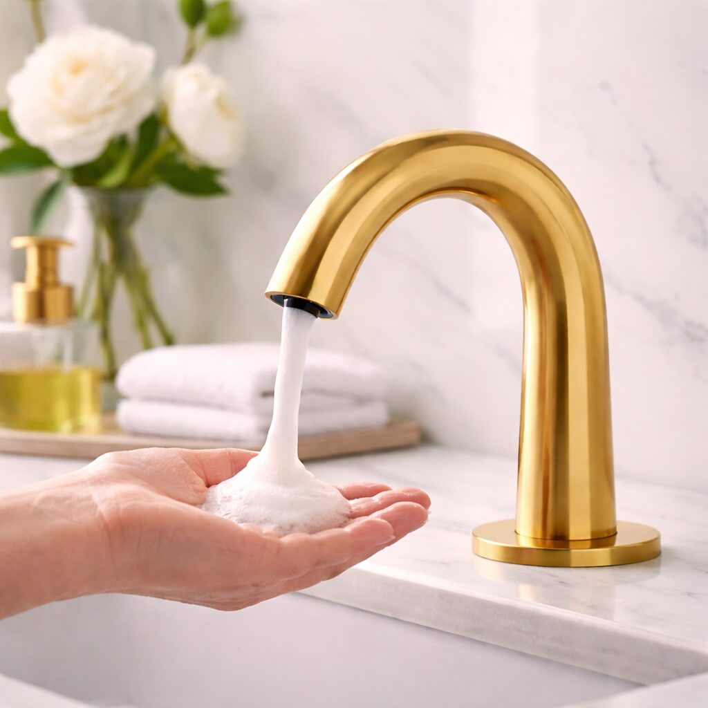 Automatic soap dispenser installed at a hospital handwashing station