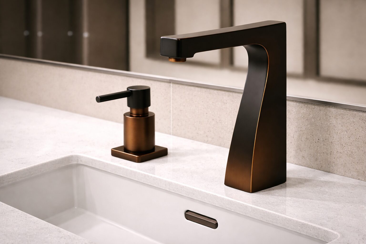 Healthcare worker washing hands at a touchless hygiene station