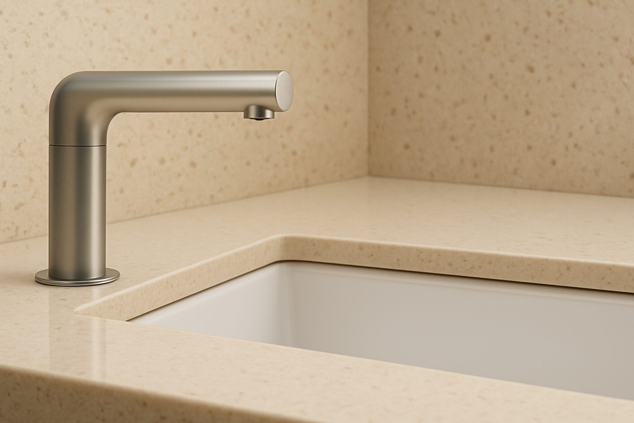 Hygiene-focused commercial handwashing area with automatic soap dispensers