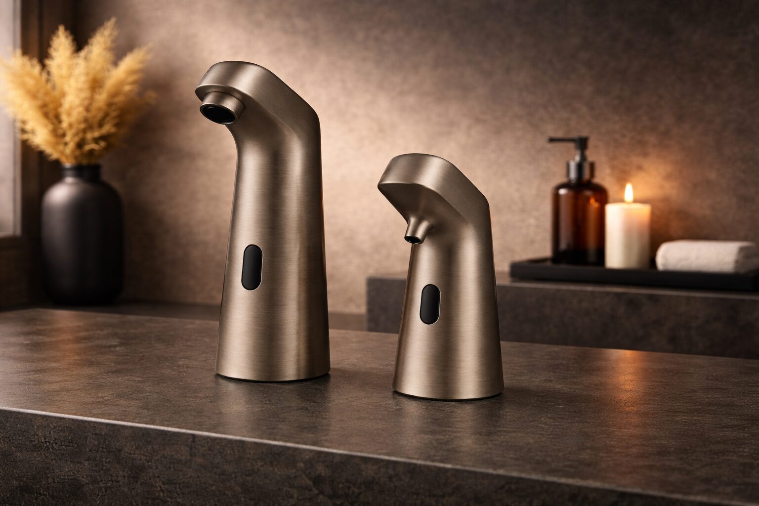 Maintenance staff cleaning an automatic soap dispenser sensor area