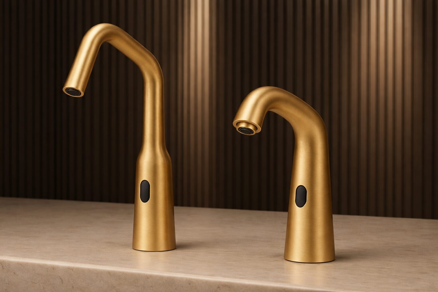 Modern commercial restroom with touchless soap dispenser and sink area