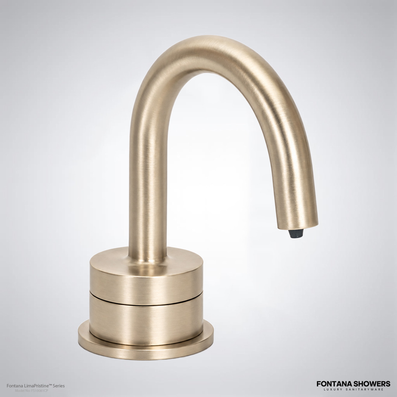 Close up of automatic soap dispenser spout for finish coordination with faucets