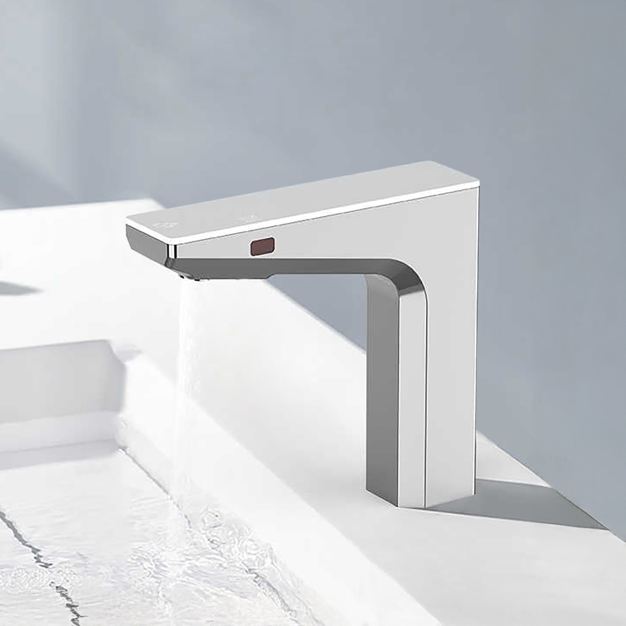 Curved chrome touchless commercial soap dispenser for hotels offices and airports