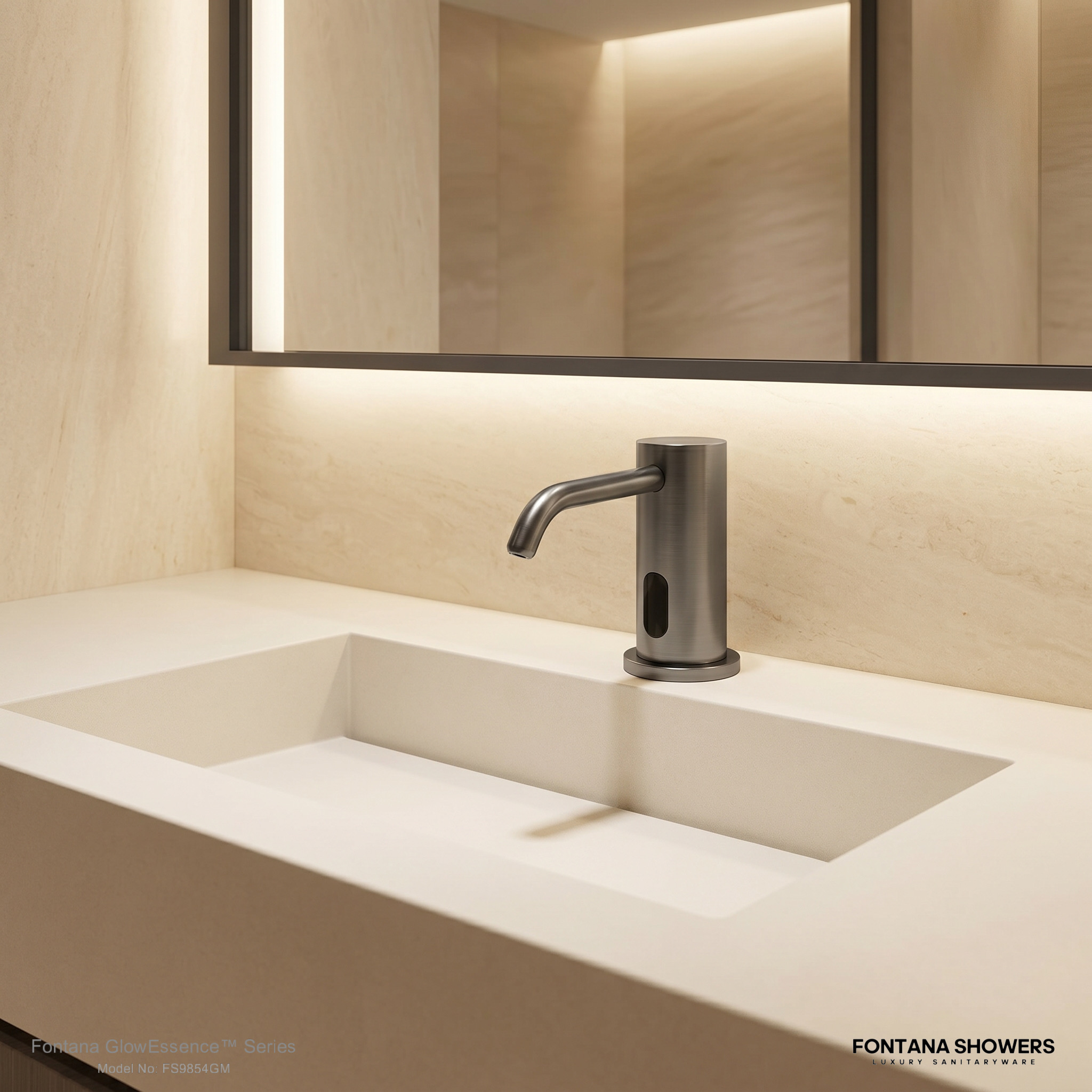 Ultrasonic soap dispenser sensor using echo timing to detect hand distance