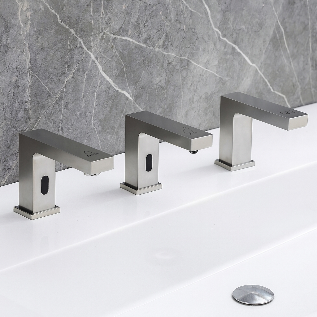 Ferentino stainless steel automatic chrome soap dispenser for stadium and transportation center restrooms